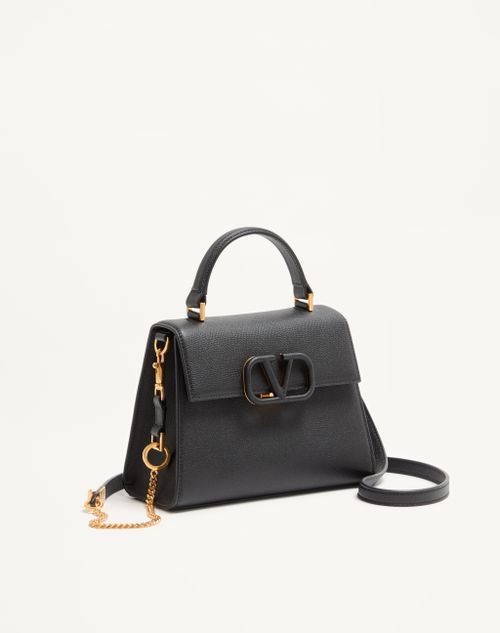 Valentino Garavani - Valentino Garavani Vsling Small Handbag In Grainy Calfskin - Black - Woman - Top Handle Bags